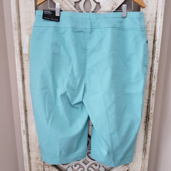 Napa Valley Women's Petite Pull on Comfort Elastic Waist Capri in Aqua - Picture 4 of 4